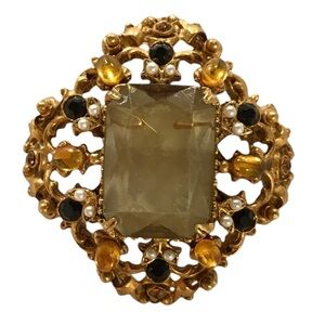 Vintage Florenza Olivine Brooch 1960s